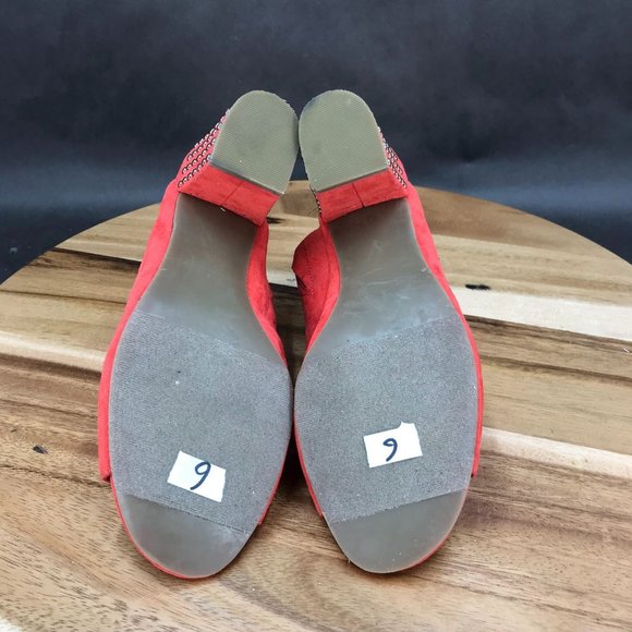Worthington Orange Faux Suede Peep Toe Mules Slip On Shoes Womens Size 6 - Picture 5 of 8